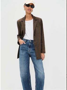 LE BOP Blair Faux Suede Oversized Blazer size Medium Coffee